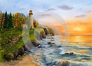 Lighthouse on sunset