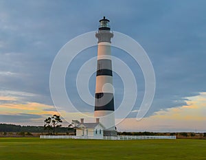 Lighthouse at sunset in the outer banks of North Carolina