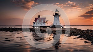 lighthouse at sunset Thomas Point Lighthouse on the Chesapeake Bay