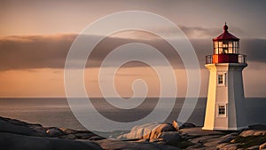 lighthouse at sunset While traveling, I visted Peggy`s Cove Lighthouse near Halifax, beautiful sunset photo