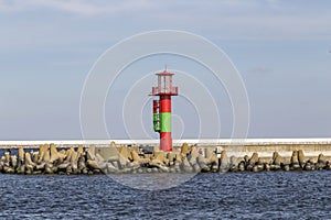 Lighthouse of Swinemuende from river swine
