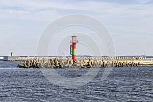 Lighthouse of Swinemuende from river swine