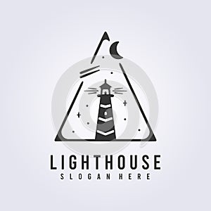 lighthouse symbol logo icon black vintage vector illustration template background design.