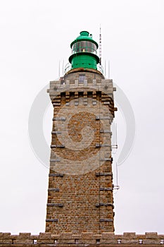 Lighthouse at the tip of cap frÃ©hel in brittany France