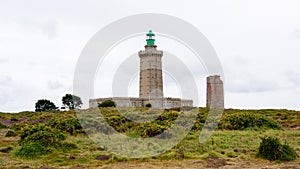 Lighthouse at the tip of cap frÃ©hel in brittany France