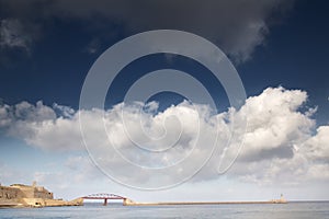 Lighthouse to the grand harbour in malta