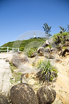 The lighthouse on top of a mountain