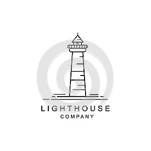Lighthouse Tower Island Beach Simple Line Art style