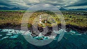 The lighthouse on the tropical island of Mauritius