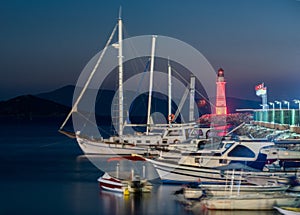 Lighthouse in Turgutreis. Bodrum, Mugla