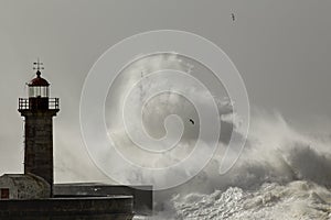 Lighthouse under storm