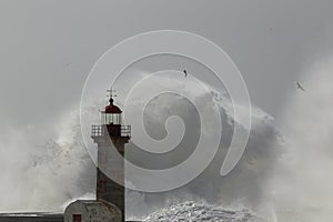 Lighthouse under storm
