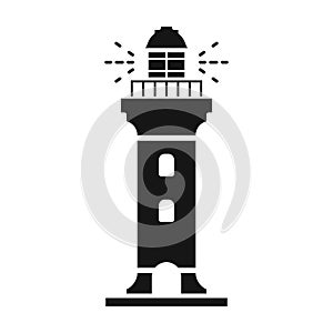 Lighthouse vector icon.Black vector icon isolated on white background lighthouse.