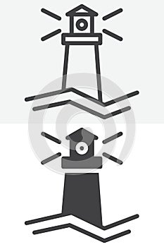 Lighthouse vector icon pack in line and solid style