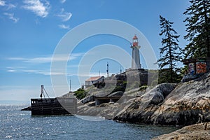 Lighthouse viewpoint from East Beach Trail inside Lighthouse Park in West Vancouver