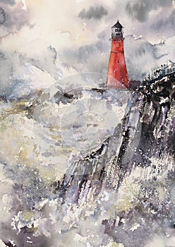 Lighthouse watercolors painted.