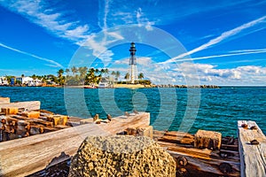 Lighthouse and Waterway near Fort Lauderdale, Florida, USA photo