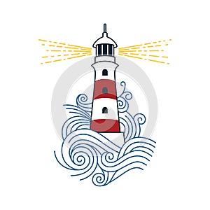 Lighthouse among the waves