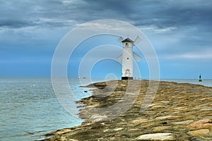 Lighthouse windmill Stawa Mlyny in Swinoujscie,