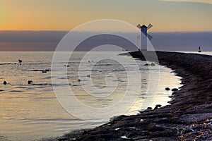 Lighthouse windmill Stawa Mlyny, Swinoujscie, Baltic Sea,