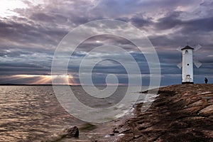 Lighthouse windmill Stawa Mlyny, Swinoujscie, Baltic Sea,