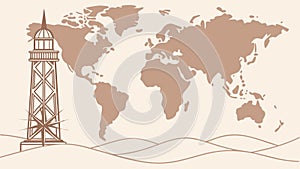 Lighthouse on World Map Global Navigation and Travel, vector design Generative AI