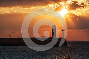 Lighthouse in Yalta at sunrise