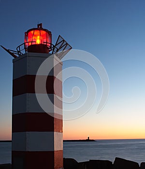 Lighthouses at dusk