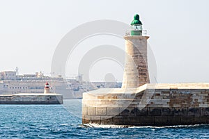 Lighthouses at the harbor entrance