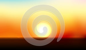 The sun is going down to the horizon.