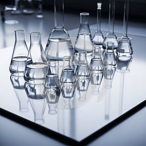 The lighting accentuates the transparency and smooth texture of the glass