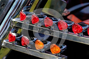 Lighting array at rear of customised bike.