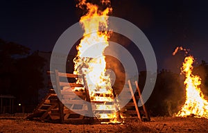 Lighting of bonfires at Jewish holiday of Lag Baomer