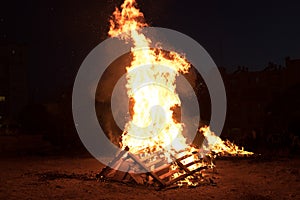 Lighting of bonfires at Jewish holiday of Lag Baomer photo