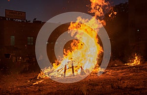 Lighting of bonfires at Jewish holiday of Lag Baomer photo
