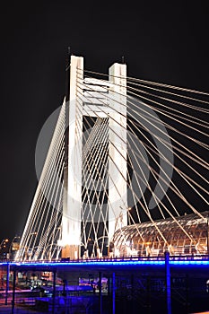 Lighting bridge at night