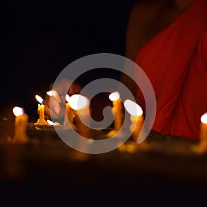 Lighting candle of buddhism