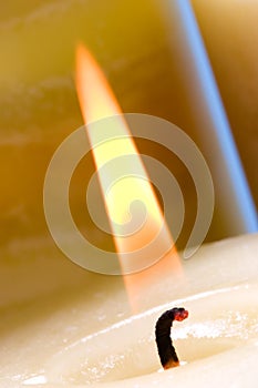 Lighting candle with match