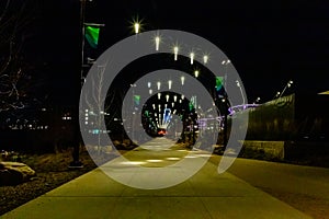 Lighting decoration of Farnam Street in the Heartland of America Park at the Riverfront.