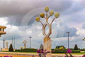 Lighting decoration in the garden of the foundation for peace research in Yamoussoukro Ivory Coast photo