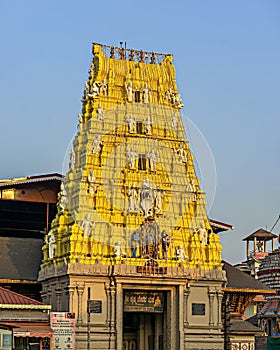 Lighting done on  famous Hindu temple dedicated to god Krishna and Dvaita Matha. Also known as Shri Krishna Math, Udupi, India.