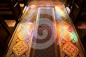 Lighting down on floor at Collegiale Church - Neuchatel, Switzerland