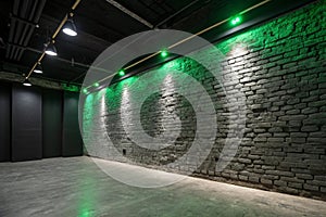 Lighting Effect on Dark Brick Wall Background photo