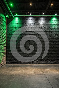 Lighting Effect on Dark Brick Wall Background photo