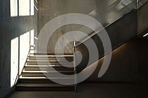Lighting effects of staircases in public buildings, abstract simple stairs