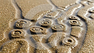 The lighting emphasizes the texture of the sand and the water