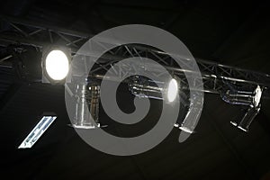 Lighting equipment on the stage of the theatre