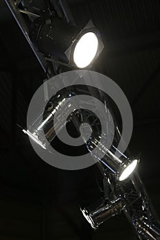 Lighting equipment on the stage of the theatre