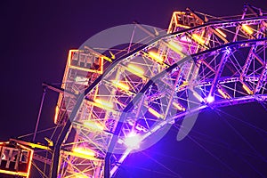 Lighting Ferris wheel in Vienna Prater in the night
