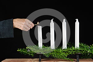 Lighting the first advent candle